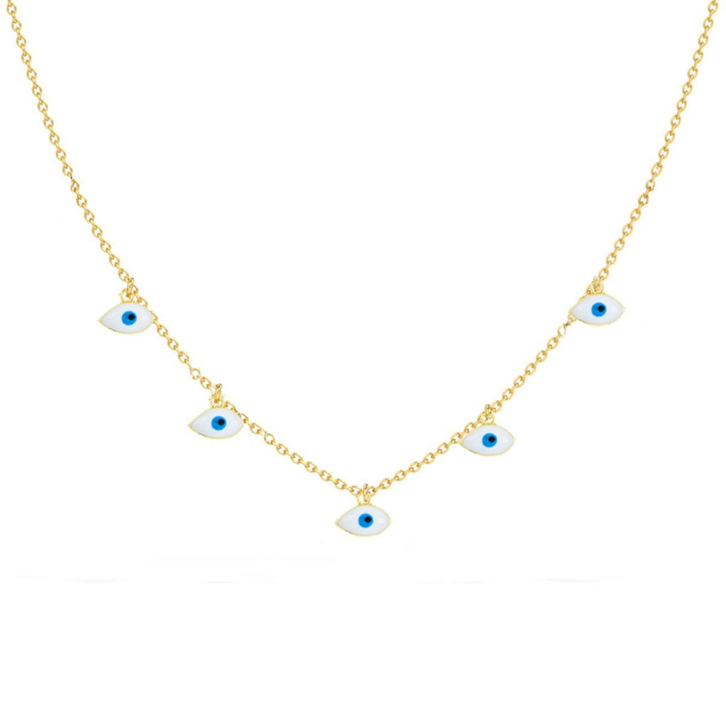 Drop Evil Eye Blue White Enamel Gold Choker Necklace Chain Women Bulk