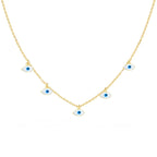 Drop Evil Eye Blue White Enamel Gold Choker Necklace Chain Women Bulk