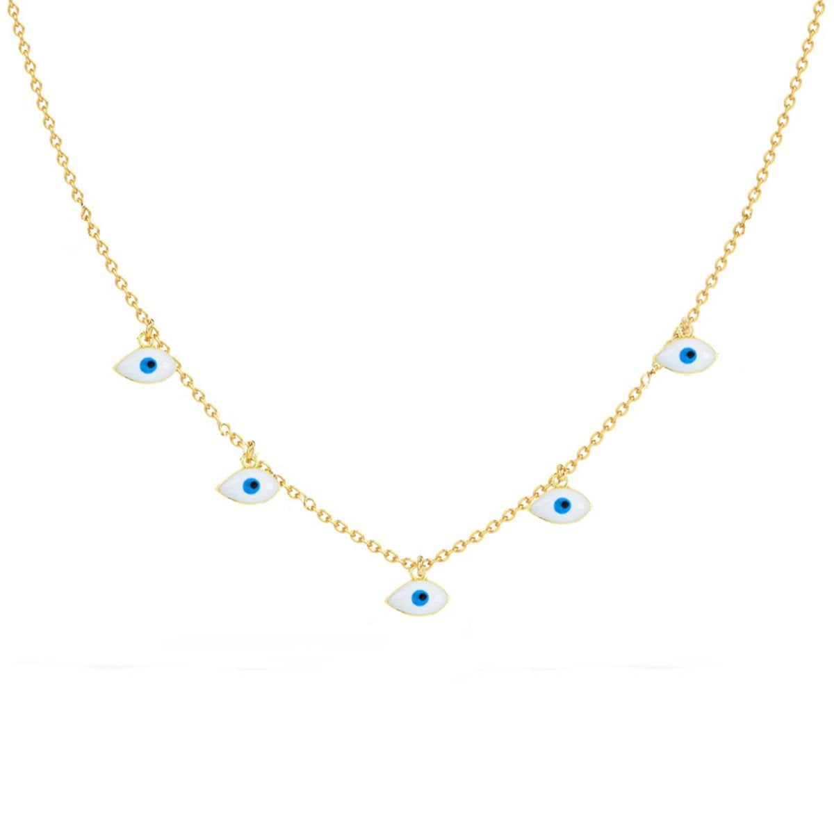 Drop Evil Eye Blue White Enamel Gold Choker Necklace Chain Women Bulk