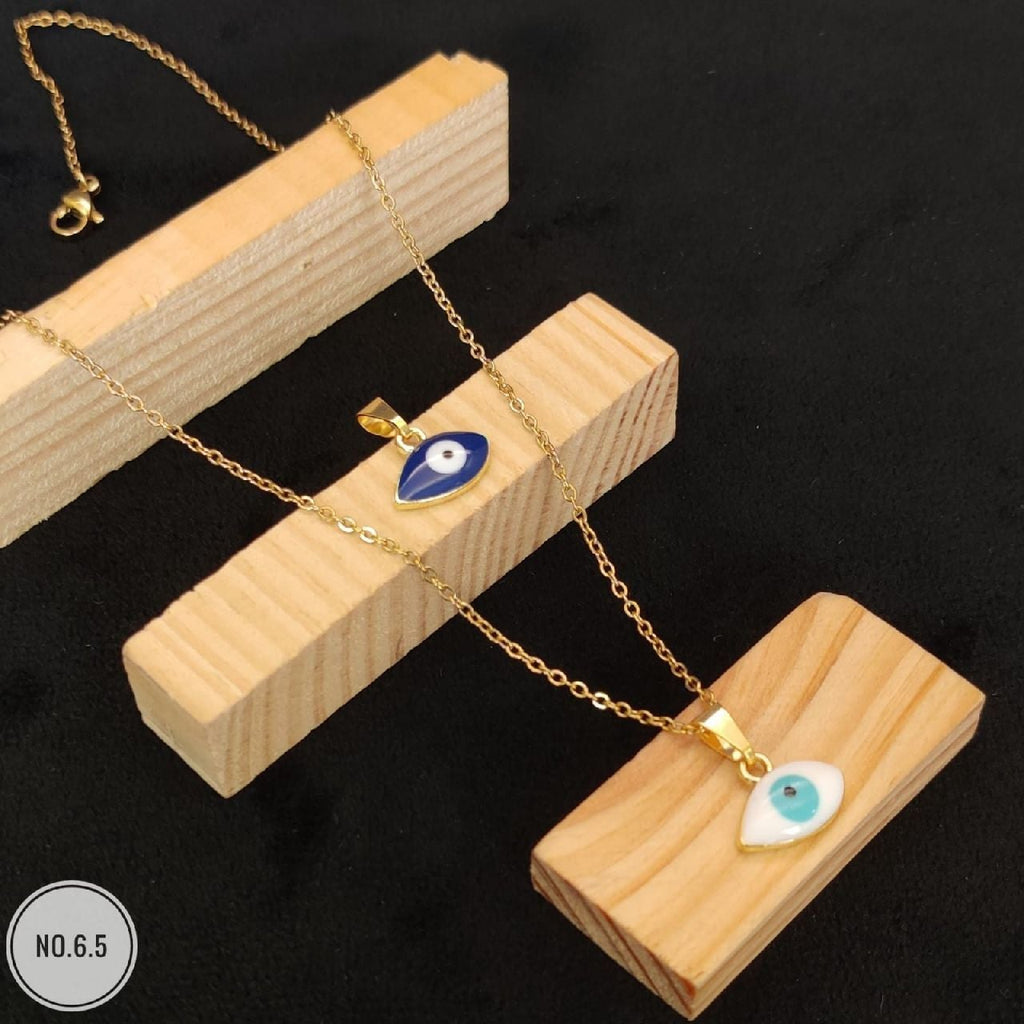 Copper Evil Eye Enamel White Gold Necklace Pendant Chain Women Bulk