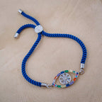 Rainbow Evil Eye Copper Silver Blue CZ Thread Bracelet Bulk