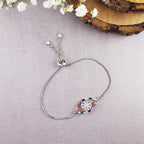 Evil Eye Blue Silver Cubic Zirconia Slider Adjustable Bracelet Bulk