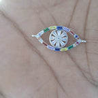 Rainbow Evil Eye Silver Zircon Baguette Copper Charm For Women Bulk