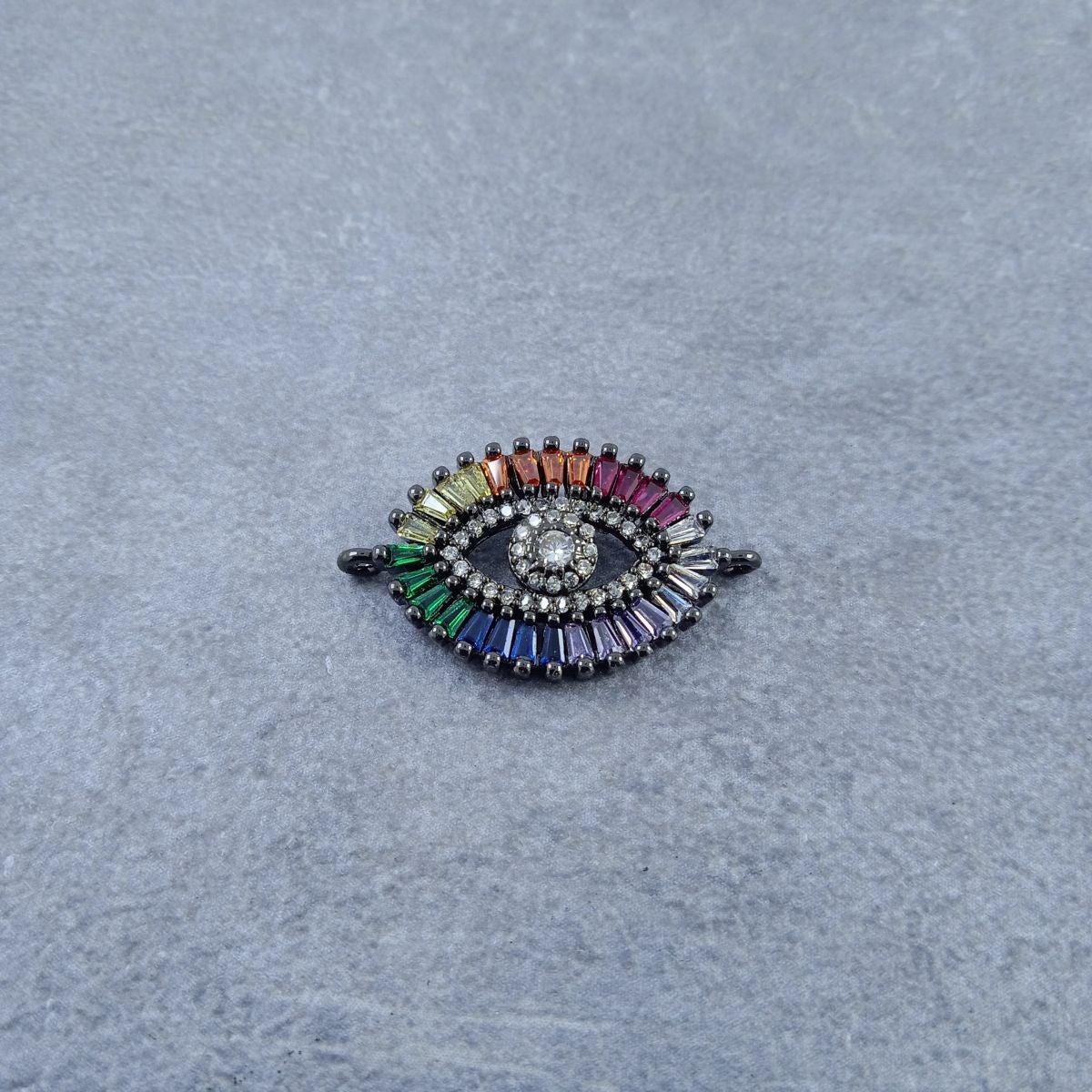 Rainbow Evil Eye Black Zircon Baguette Copper Charm For Women Bulk Main image