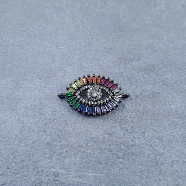 Rainbow Evil Eye Black Zircon Baguette Copper Charm For Women Bulk Main image