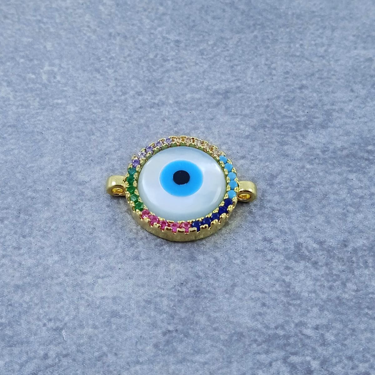 Evil Eye Mother Of Pearl Gold Zircon Copper Charm For Women Bulk Main image