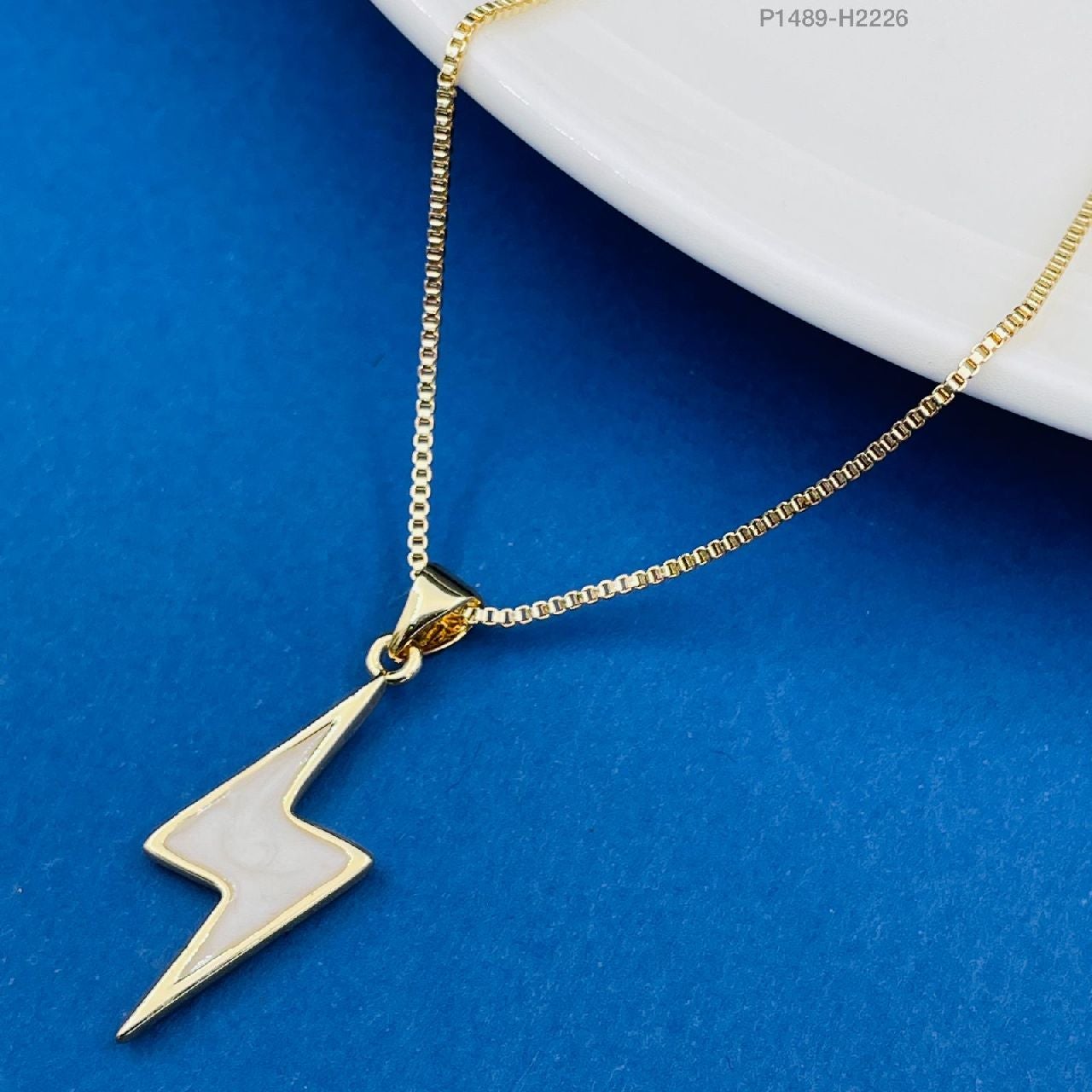 Brass White Gold Lightning Necklace Pendant Chain For Women Girls Main image