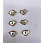 Heart Evil Eye Mother Of Pearl Gold Zircon Copper Charm For Women