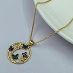 Copper CZ Crystal Gold Black Green Butterfly Pendant Girls Bulk