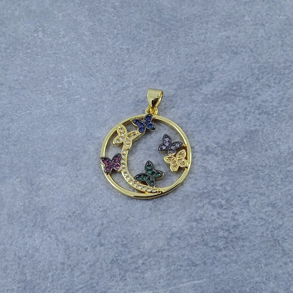 Butterfly Circle Gold Zircon Copper Charm For Women Bulk Secondary image