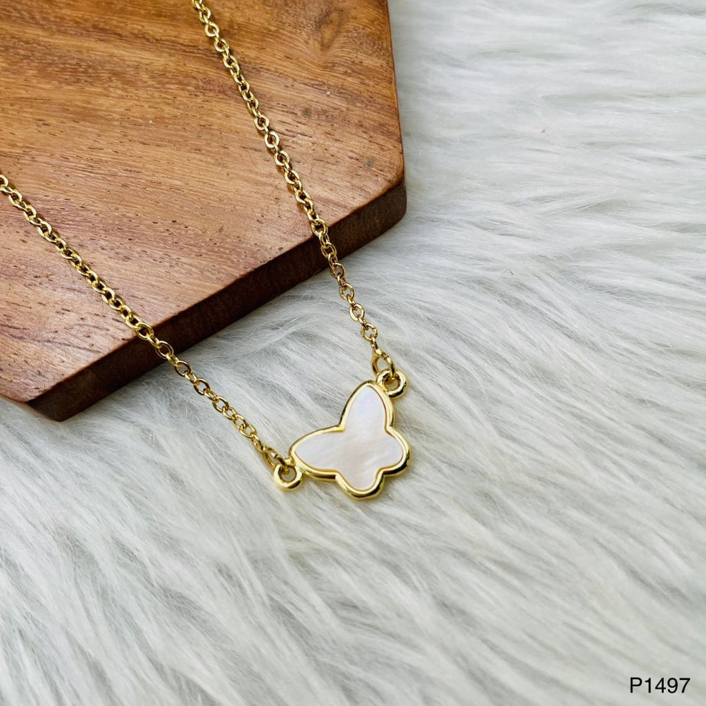 Butterfly Gold White Copper Necklace Pendant Chain For Women Bulk