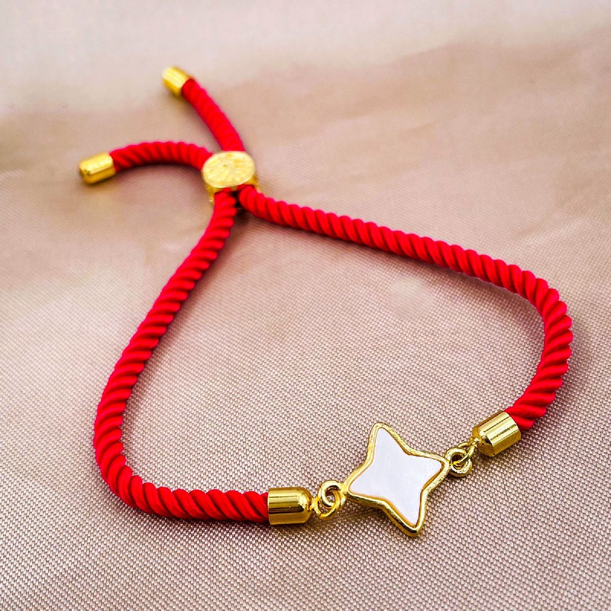 Star Copper Gold Red Mother of Pearl Thread Slider Bracelet Women Main image
