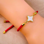 Star Copper Gold Red Mother of Pearl Thread Slider Bracelet Women