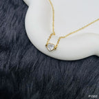 Heart Gold Zircon Copper Necklace Pendant Chain For Women Bulk