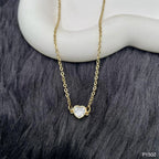 Heart Gold Zircon Copper Necklace Pendant Chain For Women Bulk