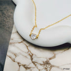 Heart Gold Zircon Copper Necklace Pendant Chain For Women Bulk