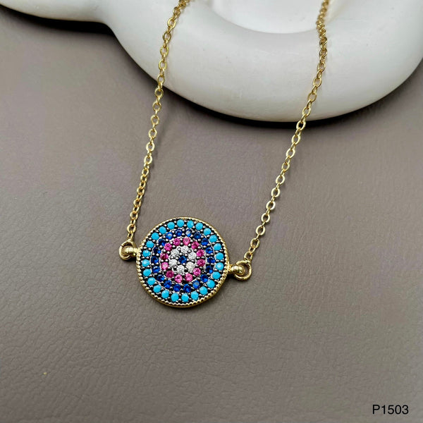 Round Evil Eye Black Blue Copper Necklace Pendant Chain For Women Main image