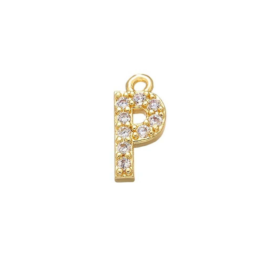 Alphabets Initial Letter American Diamonds Gold Copper Necklace Pendant Chain For Women