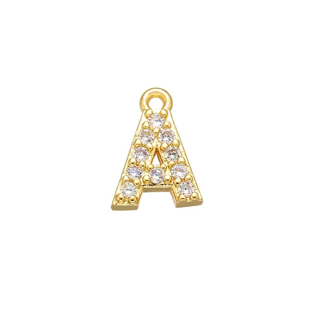 Alphabets Initial Letter American Diamonds Gold Copper Necklace Pendant Chain For Women