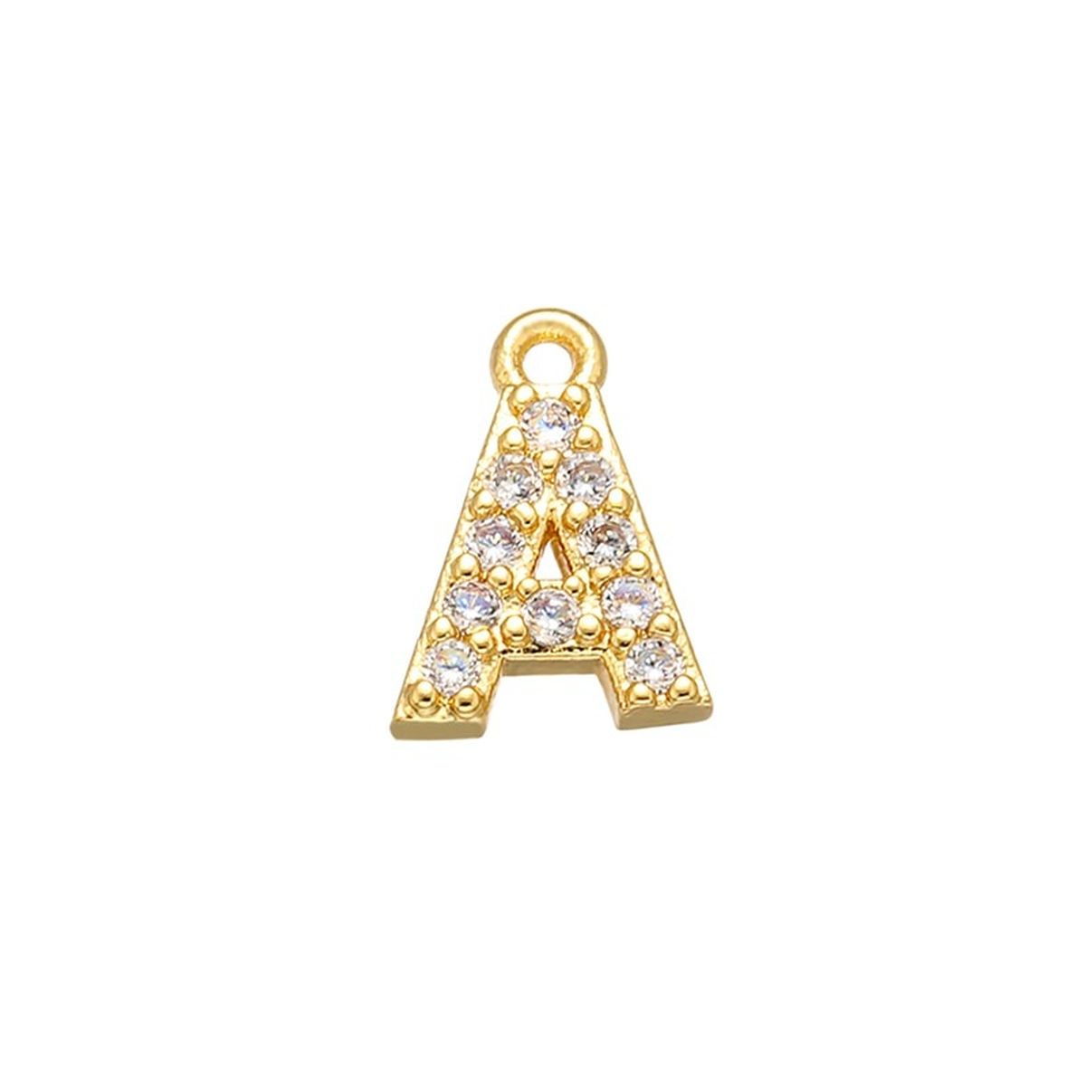 Alphabets Initial Letter American Diamonds Gold Copper Necklace Pendant Chain For Women