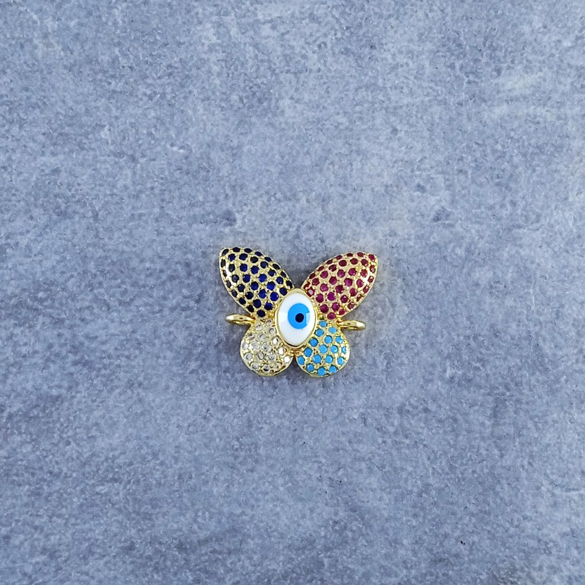 Rainbow Butterfly Evil Eye Gold Zircon Copper Charm For Women Bulk