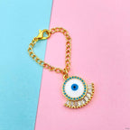 Copper CZ Crystal Eyelash Evil Eye Watch Charm White Blue Gold Bulk