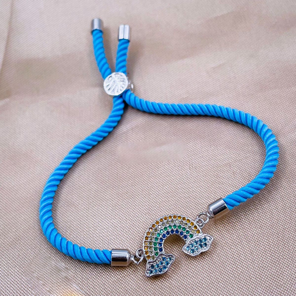 Rainbow Cloud Copper Silver Blue Cubic Zirconia Thread Bracelet Bulk