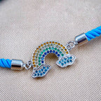 Rainbow Cloud Copper Silver Blue Cubic Zirconia Thread Bracelet Bulk