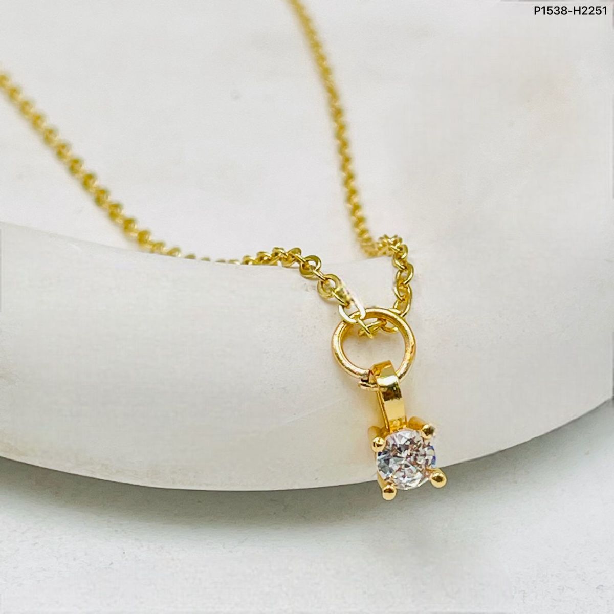 Solitaire Gold White Copper Pendant Chain For Women Bulk Main image