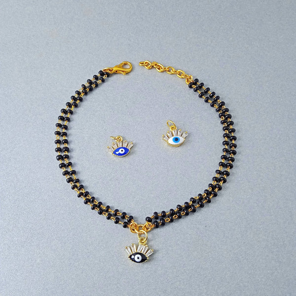 Evil Eye White Baguette Crystal Gold Bracelet Hand Mangalsutra Bulk Main image