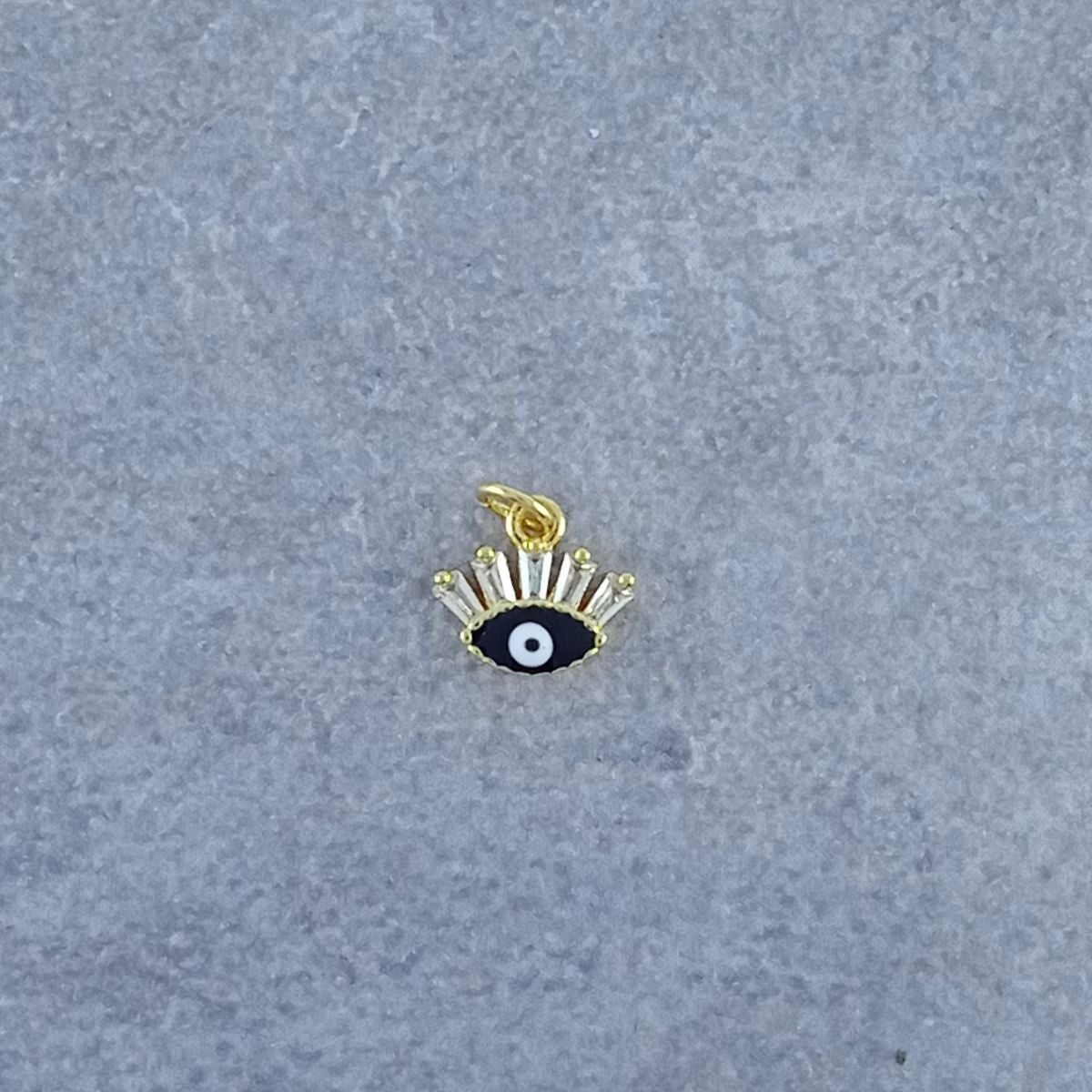 Turkish Evil Eye Lash Baguette Cubic Zirconia Black Gold Charm Bulk