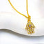 Hamsa Gold Zircon Copper Necklace Pendant Chain For Women Bulk