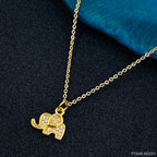 Elephant Copper Cubic Zirconia Gold Necklace Pendant Chain Women Bulk