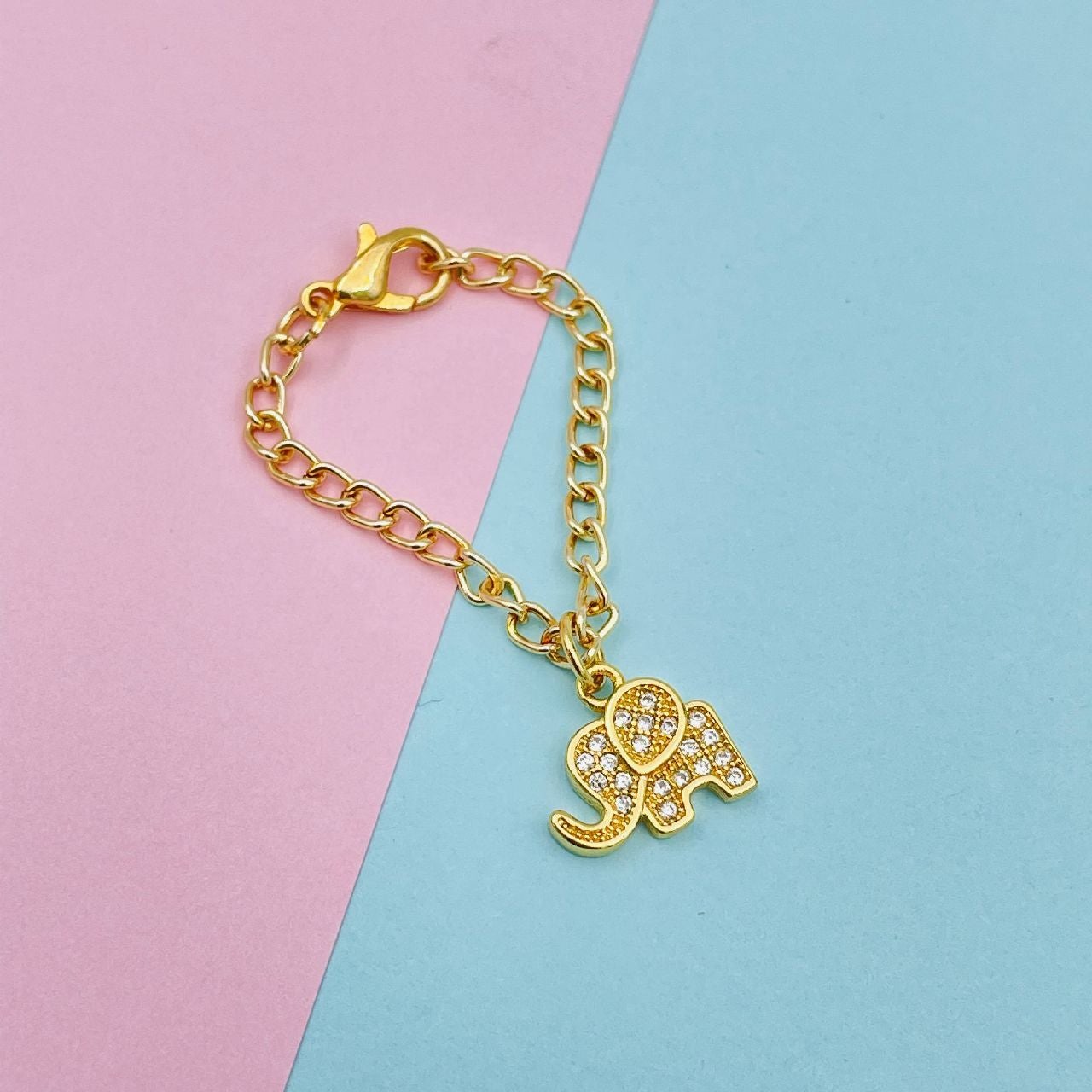 Copper Cubic Zirconia Minimalistic Elephant Watch Charm Gold Bulk