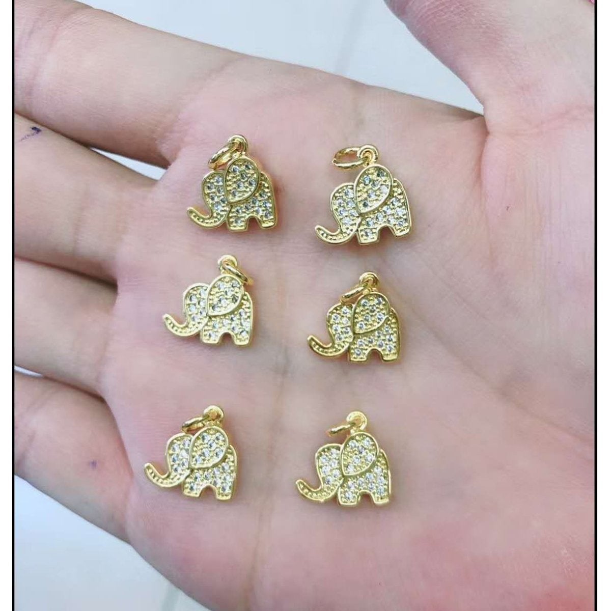 Elephant Gold Zircon Copper Charm For Women Bulk