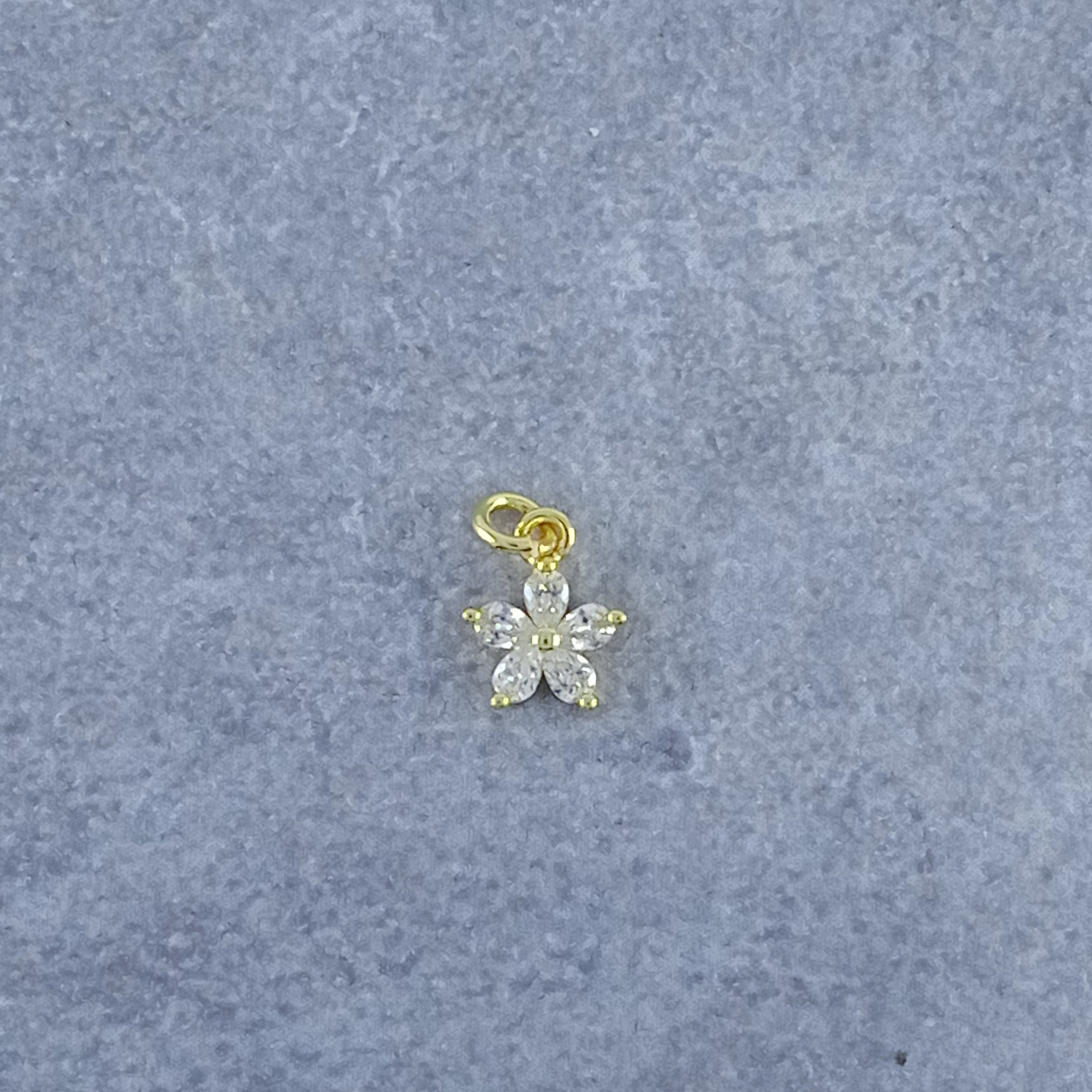 Flower Gold Zircon Copper Charm For Women Bulk