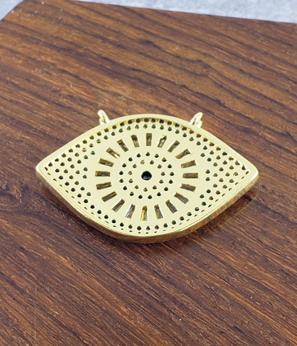 Evil Eye Oval Gold Zircon Copper Charm For Women Bulk