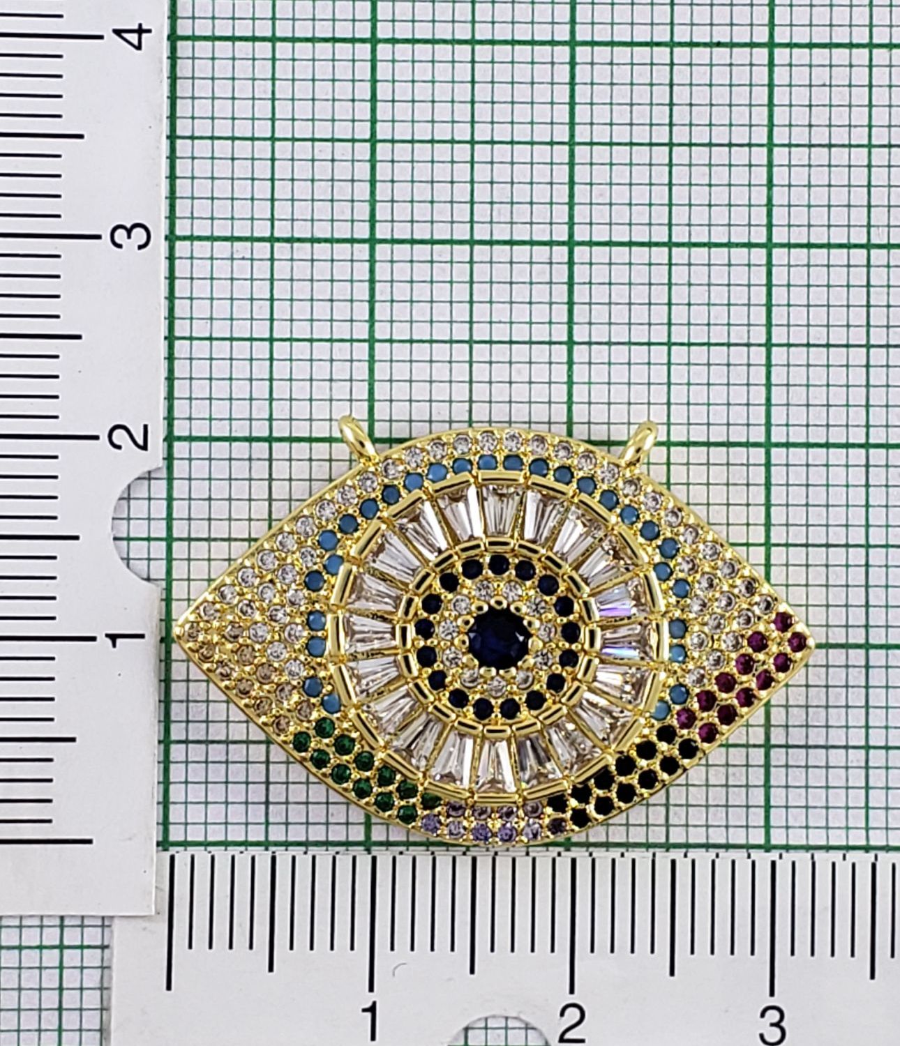 Evil Eye Oval Gold Zircon Copper Charm For Women Bulk