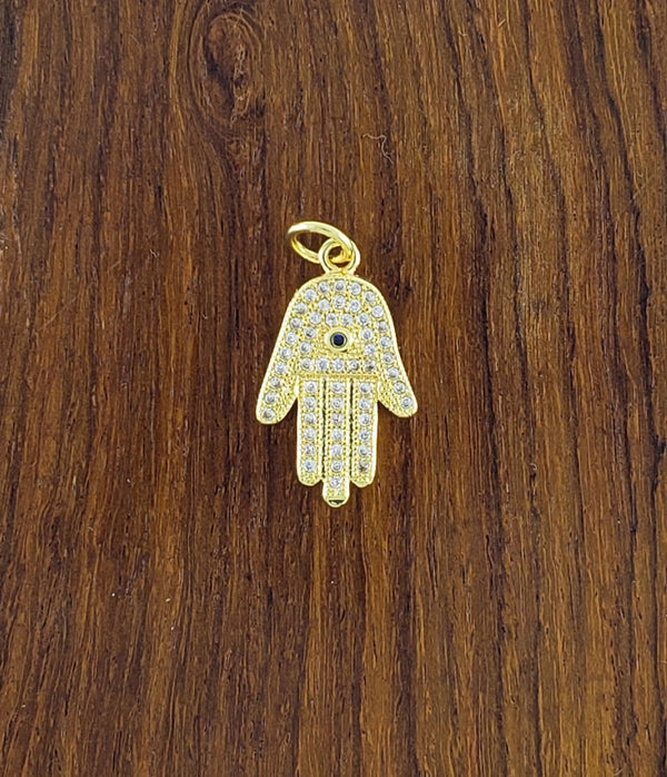 Evil Eye Hamsa Gold Zircon Copper Charm For Women Bulk Main image