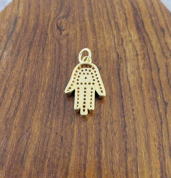 Evil Eye Hamsa Gold Zircon Copper Charm For Women Bulk Secondary image