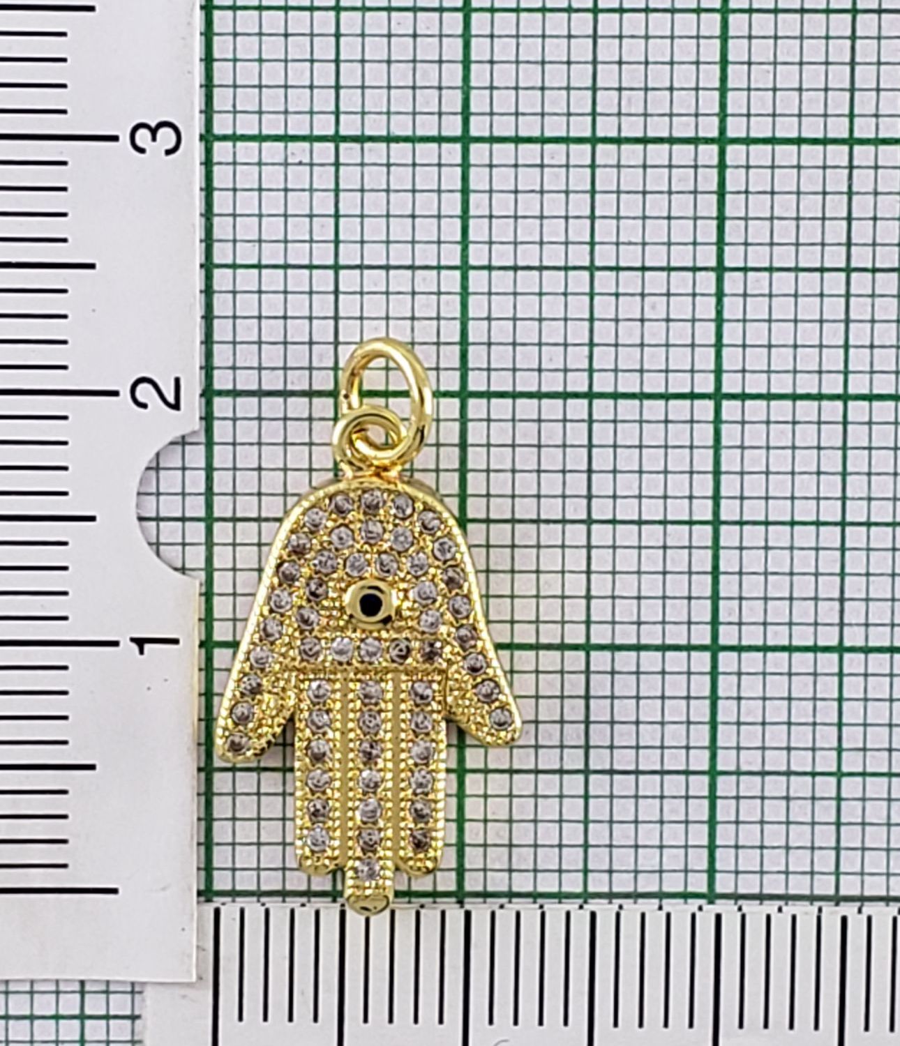 Evil Eye Hamsa Gold Zircon Copper Charm For Women Bulk