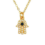 Copper With CZ Crystals Blue Gold Hamsa Pendant Girls Bulk