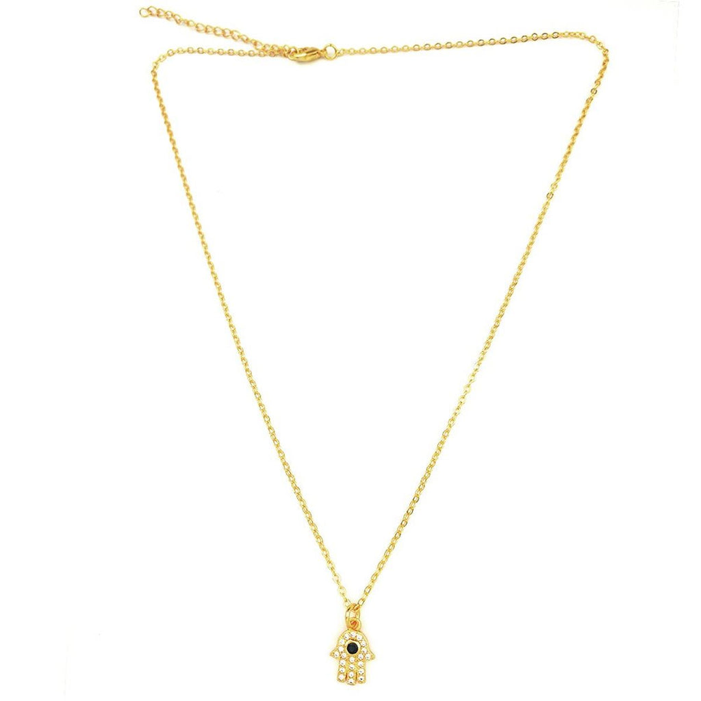 Copper With CZ Crystals Blue Gold Hamsa Pendant Girls Bulk
