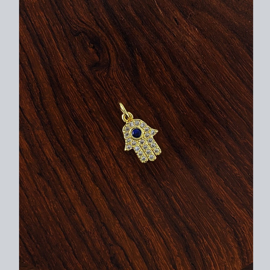 Evil Eye Hamsa Gold Blue Zircon Copper Charm For Women Bulk