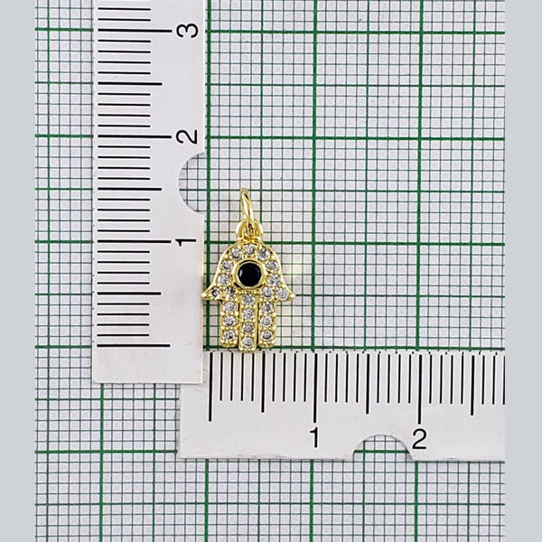 Evil Eye Hamsa Gold Blue Zircon Copper Charm For Women Bulk Secondary image