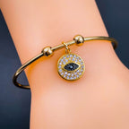 Copper Cubic Zirconia Gold Evil Eye Cuff Kada For Women Bulk