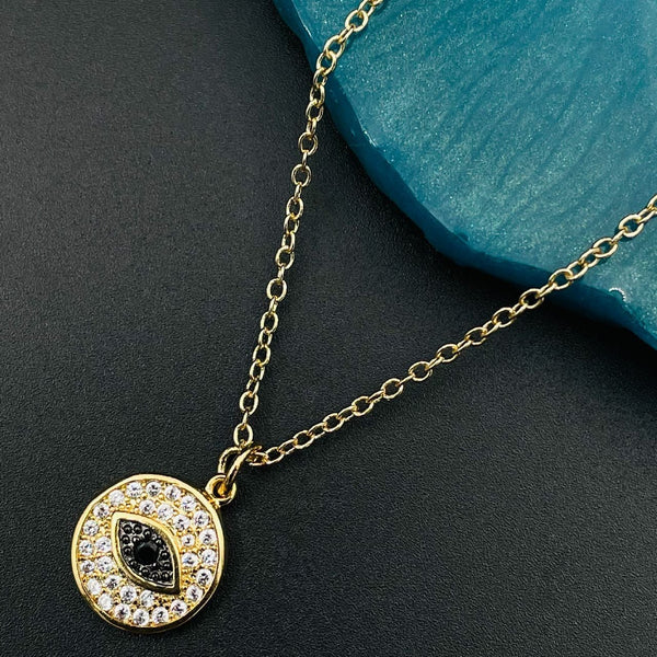Copper With CZ Crystals Black Gold Evil Eye Pendant Girls Bulk Main image