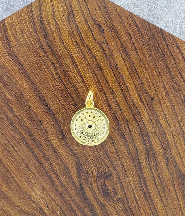 Evil Eye Round Gold Black Zircon Copper Charm For Women Bulk Secondary image
