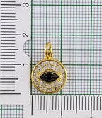 Evil Eye Round Gold Black Zircon Copper Charm For Women Bulk