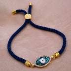 Abalone Evil Eye Copper Gold Blue Cubic Zirconia Thread Bracelet Bulk